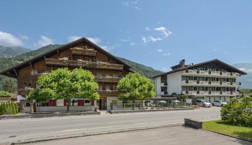 a large building in the middle of a street at Chalet Sonne Vandans in Vandans