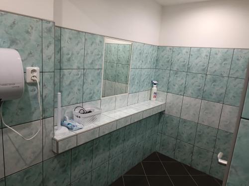 a bathroom with a sink and a mirror at U Bocmana s výhledem na zámek a Labe in Děčín