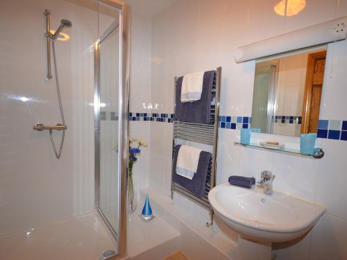 Spaxton的住宿－2 Bed in Bridgwater REXBA，一间带水槽和淋浴的浴室