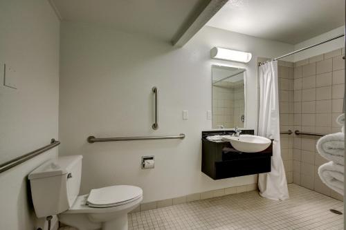 a bathroom with a toilet and a sink at Econo Lodge Midvale in Midvale