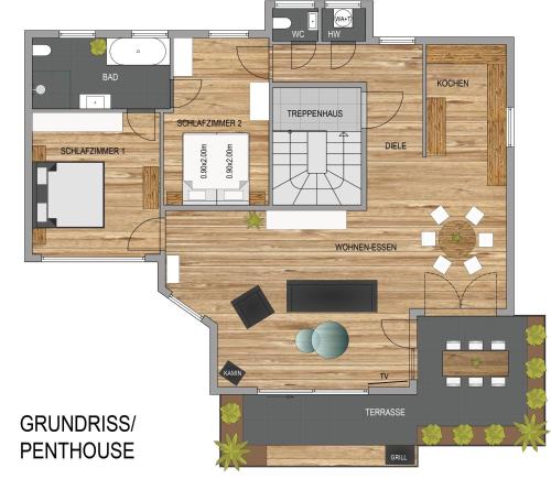 Majutuskoha Penthouse Wohnung mit schönem Moselblick in Metternich korruse plaan