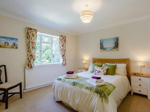 a bedroom with a bed and a window at 3 Bed in Dawlish 72972 in Dawlish
