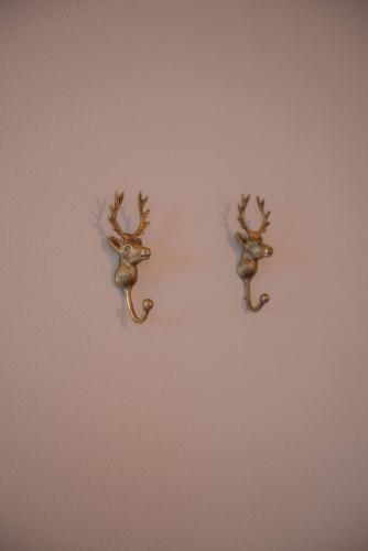 two antlers of deer are hanging on a wall at Pietra di Verona Residenza in Verona