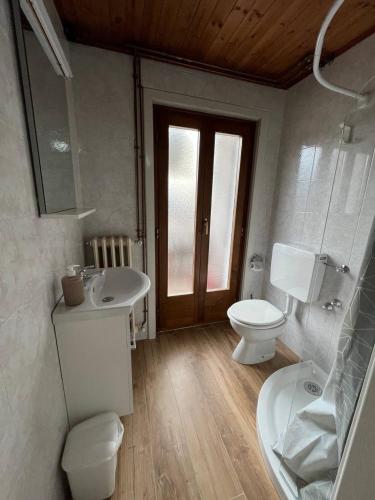 een badkamer met een toilet en een wastafel bij Casa Caliman in Santa Caterina