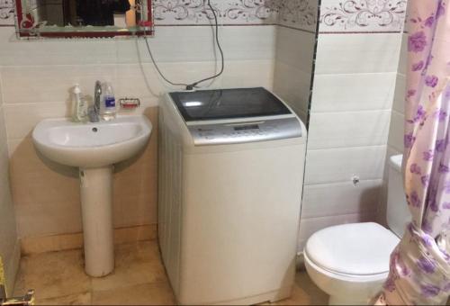 Baño pequeño con lavabo y aseo en FeWo Port Ghalib en Port Ghalib