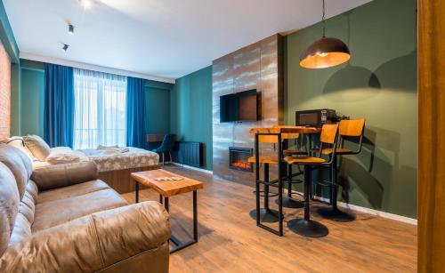 Istumisnurk majutusasutuses New Gudauri Sweet Apartment With Fireplace and view The Gondola Lift