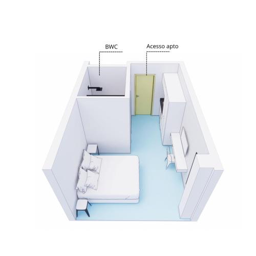 a rendering of a room with blue floor at Bewiki in Florianópolis