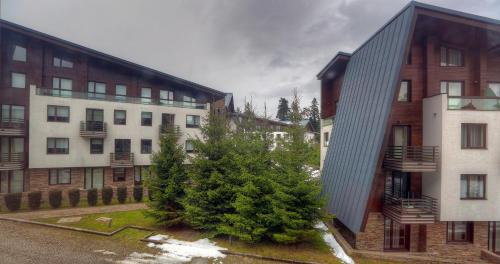 an apartment building with a tree in front of it at Euphoria Club Hotel in Borovets