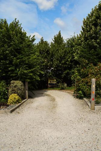 a gravel road with trees on the sides of it at The Black Horse Inn in Maidstone