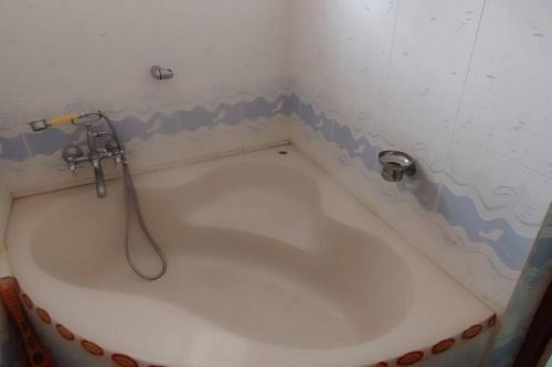 eine Badewanne mit Dusche im Zimmer in der Unterkunft Luxurious & Spacious 4BHK Villa with AC at City Centre, Pearl Stayz in Mysore