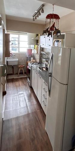 uma cozinha com um frigorífico e um lavatório em Hermoso y comodo departamento em Buenos Aires