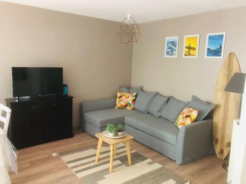 Appartement T2 calme absolu, large terrasse, garage vélo, 5 min océan