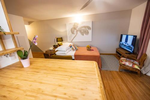 Bamboo houseにあるテレビまたはエンターテインメントセンター