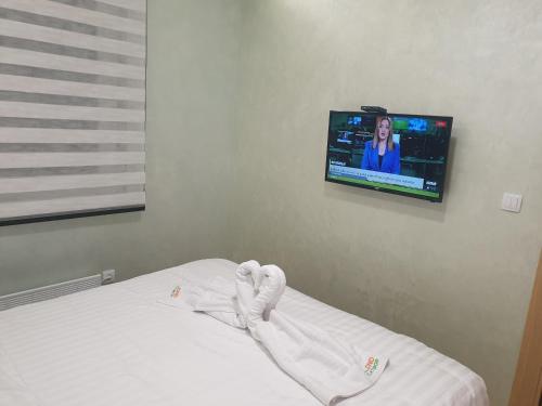 TV a/nebo společenská místnost v ubytování Apartman DND LUX sa garazom