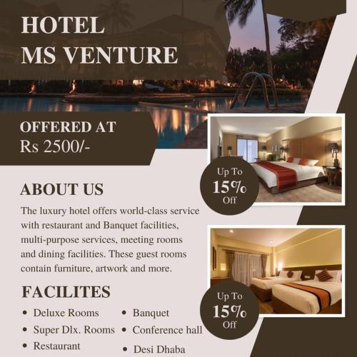 un prospectus pour un hôtel avec une chambre d'hôtel dans l'établissement Hotel Ms Venture, à Bhubaneswar