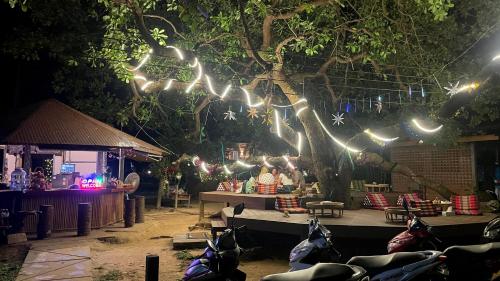 a group of lights hanging from a tree at night at Coffee and Resort in Ko Phayam