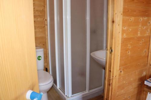 a bathroom with a toilet and a sink at Cabañas Caudiel in Caudiel