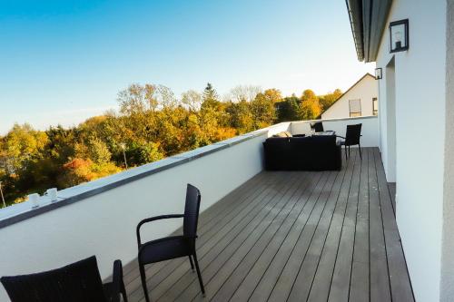 Balkoni atau teres di Ferienhaus am Tramser See