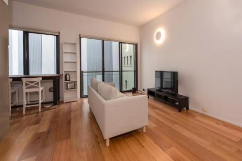 Zona d'estar a Central Boutique Studio in the heart of Melbourne!