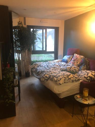 une chambre avec un lit et une fenêtre dans l'établissement PARIS Centre Saint-Germain Montparnasse métro Vavin RER Port Royal, à Paris