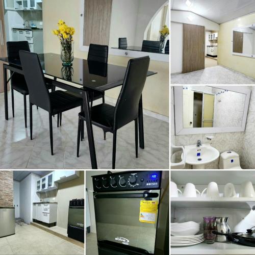 a collage of photos of a kitchen and a dining room at Excelente Apartamento Confortable, Central, Bonito y Económico in Espinal
