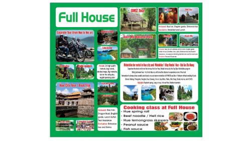 um panfleto para uma casa cheia na casa da chuva em Full House Homestay em Hue