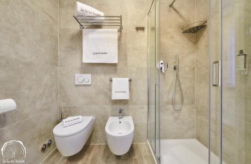 a bathroom with a toilet and a shower at FORESTERIA GUESTHOUSE CA' DEI BACHITT in Lierna