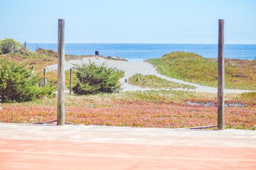 a path to a beach with the ocean in the background at La Mar Box 7 frente al Mar - Parejas in Pichilemu