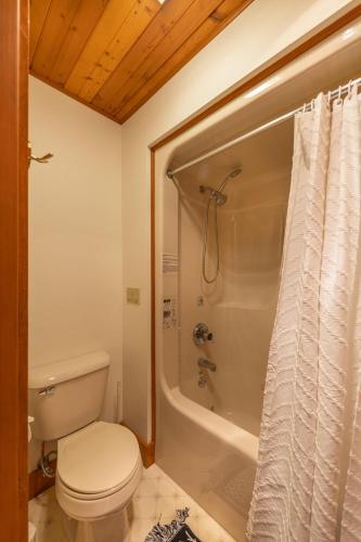 a bathroom with a toilet and a bath tub at The Lodge at Fields of Home in Millersburg