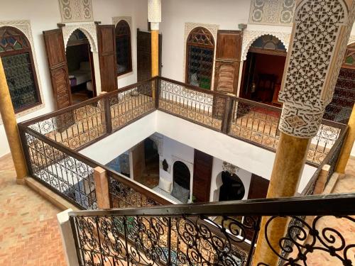 an overhead view of a staircase in a building at Riad Zahraa Al Ismailia in Meknès