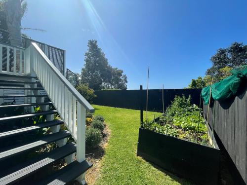 a garden with two raised beds of plants at The Jazz Loft in Onetangi