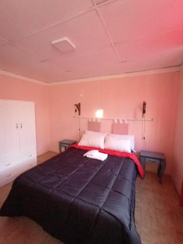 a large bed in a room with pink walls at Alojamiento Carmencita in Guaymallen