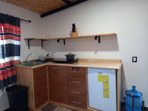 une cuisine avec un évier et un plan de travail dans l'établissement Cabaña San Agustín Etla, à San Agustín Etla