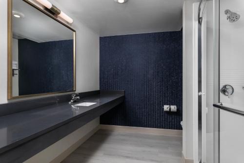 a bathroom with a sink and a mirror at Fairfield Inn & Suites by Marriott Chattanooga South East Ridge in Chattanooga