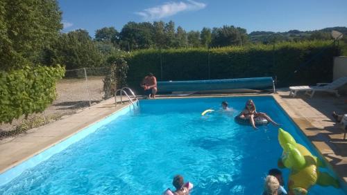 un groupe de personnes jouant dans une piscine dans l'établissement Gite Nyons, à Mirabel-aux-Baronnies