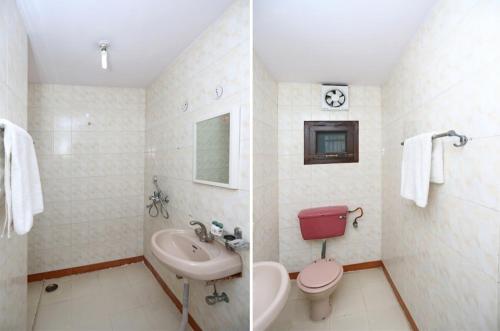 2 zdjęcia łazienki z toaletą i umywalką w obiekcie Hotel The New Avenue w mieście Aligarh