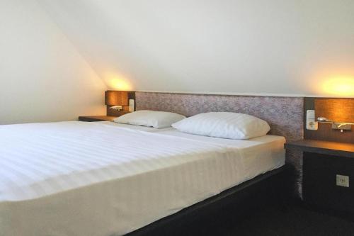 1 dormitorio con 1 cama grande y 2 almohadas en Holiday Resort Van der Valk, Linstow, en Linstow
