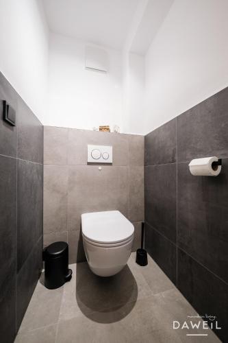 a bathroom with a white toilet in a room at Daweil Mountain Living in Matrei am Brenner