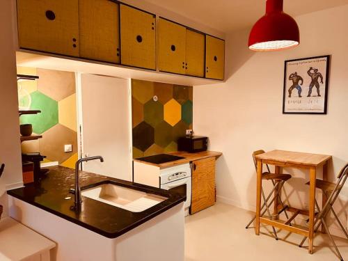A cozinha ou cozinha compacta de Grand Studio aux portes de Paris