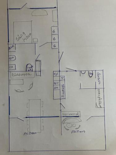 un dibujo de un plano del suelo de una casa en Mölle apartment with pool and huge terraces, en Mölle