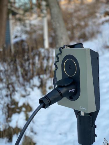 a camera on a pole in the snow at House with green garden, Göteborg, 6 beds in Lindome