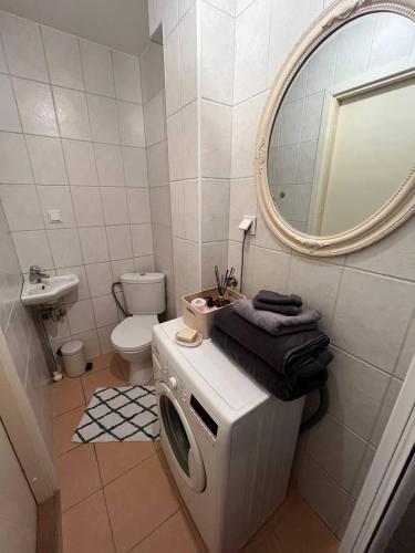 A bathroom at Cozy flat with fireplace