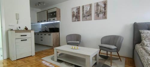 Kuchyň nebo kuchyňský kout v ubytování Apartman Ema