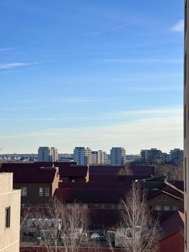 a view of a city skyline with tall buildings at Forest View Pipera in Voluntari