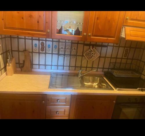 a kitchen with a sink and a counter top at Appartamento Abetone Vacanze in Abetone