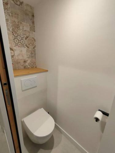 ein Bad mit einem weißen WC in einem Zimmer in der Unterkunft Appartement Capitole hypercentre in Toulouse