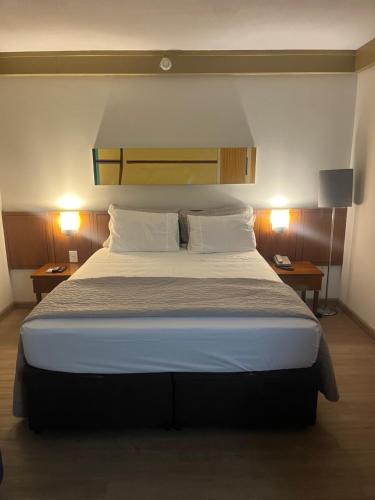 Säng eller sängar i ett rum på Flat Vila Mariana Borges Lagoa com garagem 804
