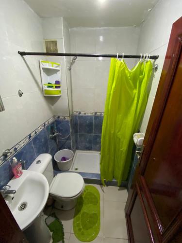 a bathroom with a toilet and a sink and a shower at Family house in the center of fez in Fez