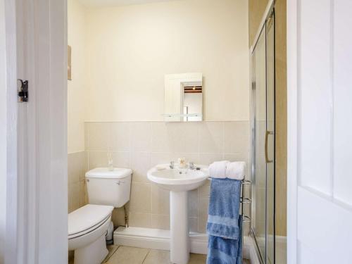 a white bathroom with a toilet and a sink at 2 Bed in Boulmer 60464 in Boulmer