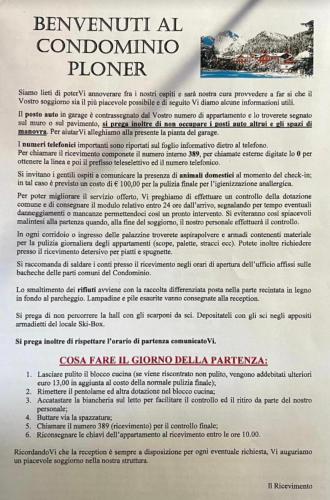 a document with the text of a coronadoado phone at Ploner villaggio Turistico in Dobbiaco